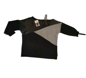 Camicetta donna spalle fredde Milam Kiss camicia extra large maglione nero 3/4 - Foto 1 di 7