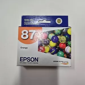 New Genuine Epson #87 T087920 Orange Ink Cartridge Sealed Exp 2014-2015 - Picture 1 of 2