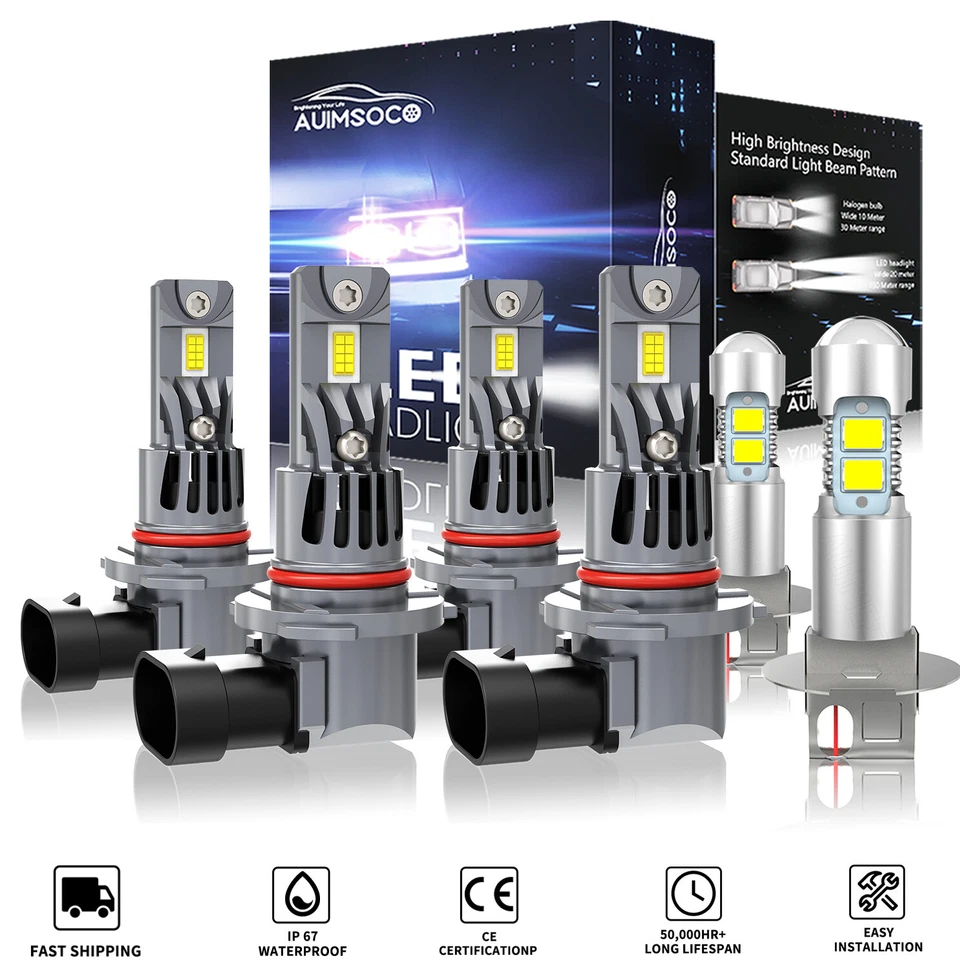 For Mitsubishi Eclipse 1992-1999 6X LED Headlight Bulb Hi Lo + Fog Light White - Изображение 1 из 4