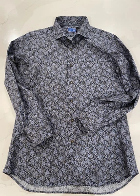 EC By Tom James ROSES Long Sleeve Button Dress Shirt DARK BLUE Mens Size M - Image 1 of 4