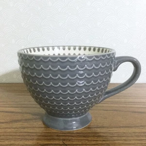 Embossed Coffee Cup Mug 14 oz Pattern Inside Footed Colorful Flower Geometric - Picture 1 of 158