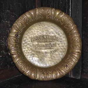 VINTAGE OLD RARE SPAIN BRONZE ASHTRAY OSBORNE WINES & COGNAC - Picture 1 of 8