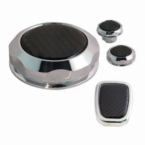 VF Commodore Billet Chrome & Carbon Fibre Engine Set of 4 Caps SS SSV Redline - Picture 1 of 6