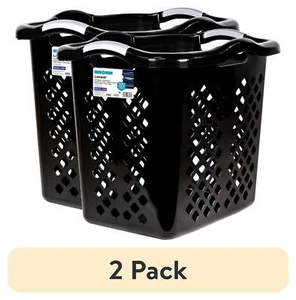 (2 pack) Home Logic Lamper 2 Bushel Laundry Basket, Black/Silver - Picture 1 of 6