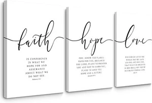 Bible Verses Wall Decor 3 Pieces Scripture Quotes Canvas Wall Art Faith Hope - Picture 1 of 7