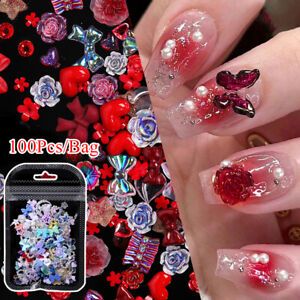 Women Nails Flower Resin Drill Nail Decoration Accessories Art Multi Style