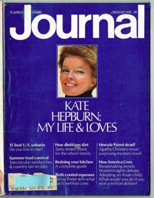 Katherine Hepburn Cover Ladies Home Journal Magazine August 1975 Agatha Christie - Image 1 of 4