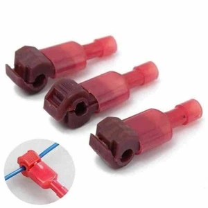 50PCS Electrical T Type Quick Splice Crimp Terminal Cable Wiring Connectors Red - Picture 1 of 5