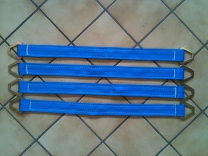4 MONSTER BLUE Axle Straps 2 x 48 ROLLBACK RACE CAR HAULER CAR CARRIER TIE DOWN  - Imagen 1 de 1