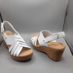 Clarks Giselle Glow Sandals Women's 6M White Leather Slingback A150 - Picture 1 of 10