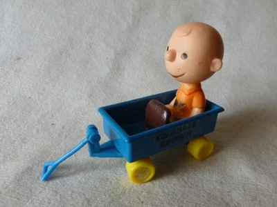 75 Jahre alte charlie brown figur im handwagen-bollerwagen-in blau-sehr selten- - Bild 1 von 4