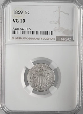 1869  5C SHIELD NICKEL  NGC VG10   #8404747-005 - Image 1 of 4