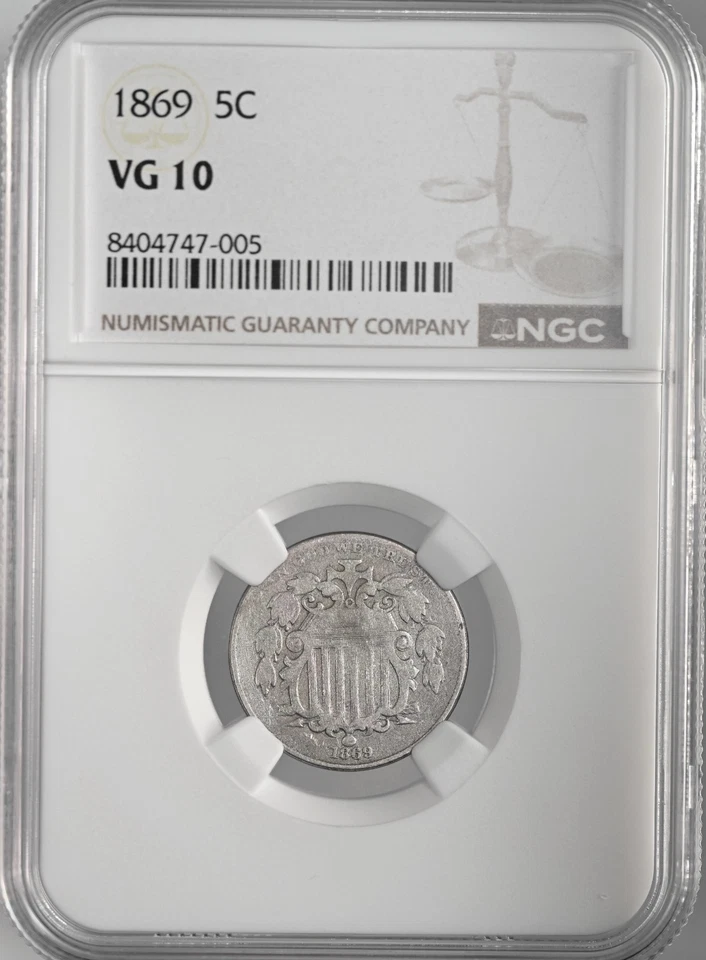 1869  5C SHIELD NICKEL  NGC VG10   #8404747-005 - Image 1 of 4