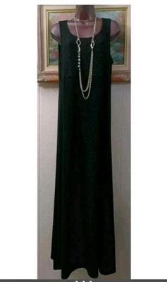 Vestido maxi Chicos Travelers tamanho 1 EUA 8 preto sem mangas cintura pura - Imagem 1 de 4