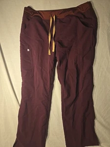 Womens Figs Kade Cargo Scrub Pants Sz L/P Purple Yoga Waist Technical Nurse - Picture 1 of 5