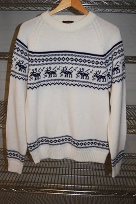 Suéter Blanco De Colección Años 80 Feo Navidad X-Mas Blanco Grande M/L Mediano Acrílico Foto 1 de 3
