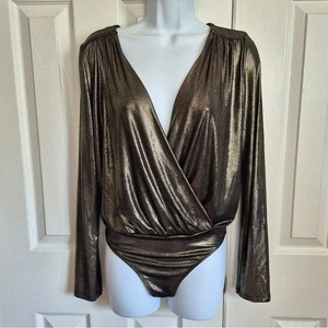 Express Dark Gold Metallic Langarm Body Damen Small - Bild 1 von 10