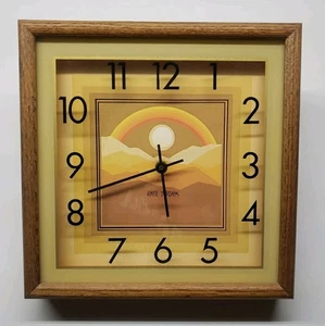 1970s Virgil Thrasher Hoursakes Lucid Lines Sunset  Clock 13 inch Square  - Picture 1 of 10