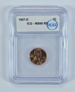 1957-D Lincoln Wheat Cent MS66 RD ICG *8897 - Picture 1 of 5