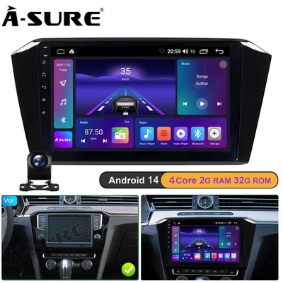 10" Android 14 Autoradio Carplay GPS Navi Mit Kamera für VW Passat B8 2015-2021 - Bild 1 von 4