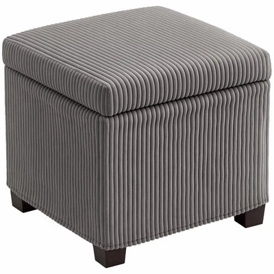 HOMCOM 40 cm Ottoman Storage Box with Removable Lid, Foot Rest, Grey - Image 1 of 4