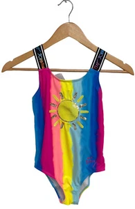 Betsey Johnson Girls Sleeveless Bright Neon Multicolored Swimsuit Leotard Size M - Picture 1 of 10