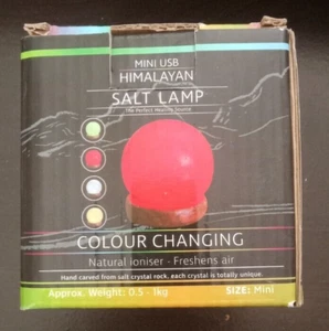 Mini USB Himalayan Round Salt Lamp Color Changing - Picture 1 of 5