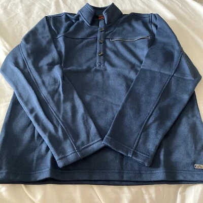 ems men’s fireside button down pull over top long sleeve navy blue large $79.99 - Image 1 of 4