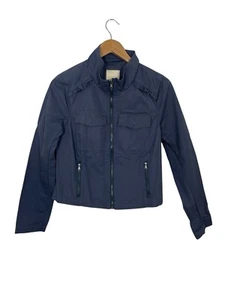 ModCloth Womens Full Zip Utility Cotton Jacket Ruffle Blue Size Medium - Picture 1 of 7