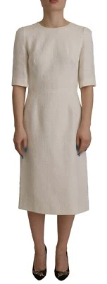 DOLCE & GABBANA Dress White Jaquard Midi Floral Sheath Brocade IT44/US10/L $2500 - Image 1 of 4