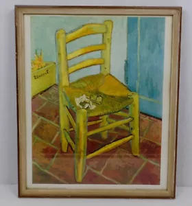 Vintage 1961 Vincent Van Gogh "Van Gogh's Chair w/Pipe" Framed Art Print 10"x12" - Picture 1 of 7