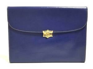 GOLD PFEIL Document Case Business Bag Blue Genuine Leather Men