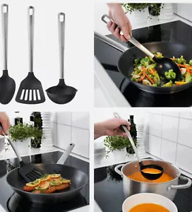 IKEA DIREKT 3-piece kitchen utensil set, black/stainless steel - Picture 1 of 5