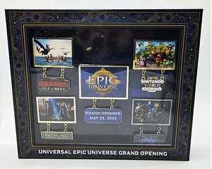 2025 Epic Universe Grand Opening Boxed Dangling Pin Set Of 5 Limited Edition NEW - Picture 1 of 3