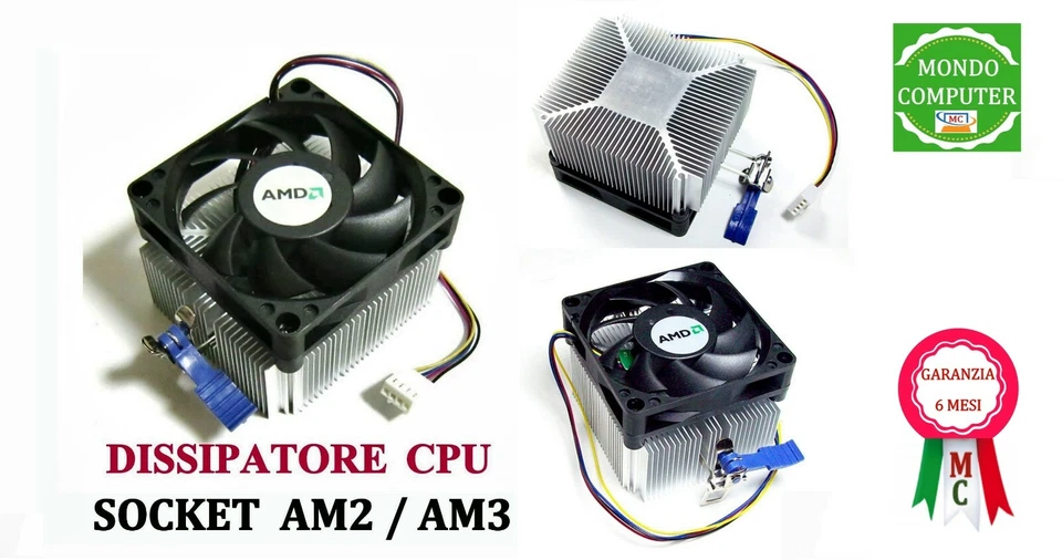 DISSIPATORE PROCESSORE AMD  SOCKET AM2 , AM3 , FM1 , FM2  - 4 PIN - ORIGINALE - Immagine 1 di 1