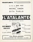 DP L'Atalante (1934) Jean Vigo + partition chanson le chaland qui passe péniche