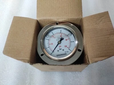 EN 837.1 - D63 - 0-7 Bar - 100 psi - Grainger - Gly Gauge - 1/4"NPT - CBKF Type - Image 1 of 4