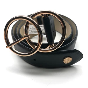 Vince Camuto Fashion Belt Black Womens L 36 Faux Leather Golden Buckle - Picture 1 of 8