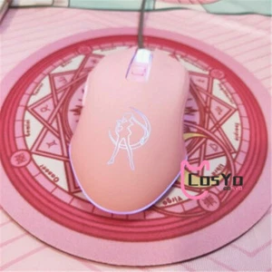 Anime Sailor Moon USB Glow Girl Pink Office Laptop Game Mouse Padded Props Gifts - Picture 1 of 9