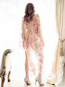 Victoria’s Secret Sheer Floral Chiffon Ruffle Robe Tie XS/S Fairycore Whimsical - Picture 1 of 13