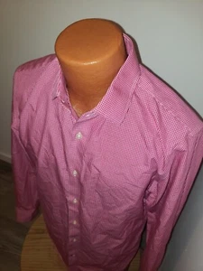 (Medium) Mens Banana Republic Dress Shirt Pink Gingham Check NON Iron SLIM Fit - Picture 1 of 5