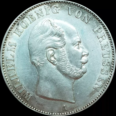 Prussia 1 Thaler 1861 Unc Silver Coin Germany Taler Luster - Image 1 of 4