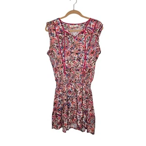 Natural Life Floral Print Dress Smocked Waist Sleeveless Casual Boho M Peasant - Picture 1 of 11