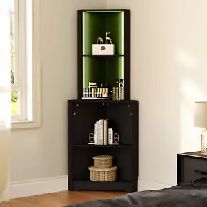 Eck Bücherregal Regal mit LED Licht Bücherregal mit offenem Display Aufbewahrungsregal - Bild 1 von 11