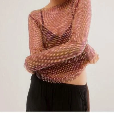 nueva blusa FREE PEOPLE muy embellecida acabado filtro rojo rubí top s Foto 1 de 2