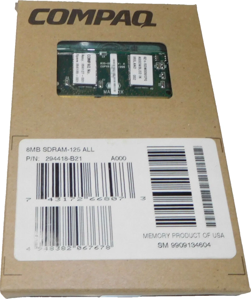 Genuine Brand New 8MB HP SDRAM - 125 ALL P/N: 294418-B21 Spare: 356185-001  - Image 1 of 4