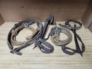 WH Buckingham 16" Pole Climbing Spikes Gaffs Cat No 32 mit Gurt & Seilen. - Bild 1 von 11
