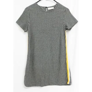 Zara Teen Girls Black Herringbone Short Sleeve Aline Knee Length Dress Sz 13/14 - Picture 1 of 6