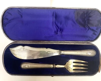 PLACA DE PLATA TENEDOR Y CUCHILLO ANTIGUO 12 PULGADAS "RMEN" Marca de Plata Foto 1 de 4