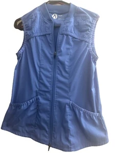 Adar Responsive Collection N Blue Full Zip Pockets Lightweight Scrub Vest Sz L - Picture 1 of 4